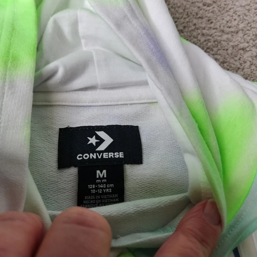 Converse M Green Girl's All Over Print Tie-Dye Boxy Hoodie (Big Kids) Size M